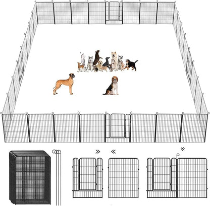 Dog Playpen Dog Fence Outdoor for Yard, 32inch 42 Panels Dog Pens Outside Anti-Rust Pet Playpen Exercise Pen with Lock, Portable Pet Fence for Yard RV Camping