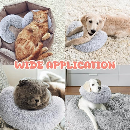 Sweetude 2 Pcs Cat Pillow for Indoor Cats and Dogs Ultra Soft Fluffy Pet Calming Toy Half Donut Cuddler Pillow U Shaped Pet Neck Pillow Calming Puppy Pillow Joint Relief Cervical Protection