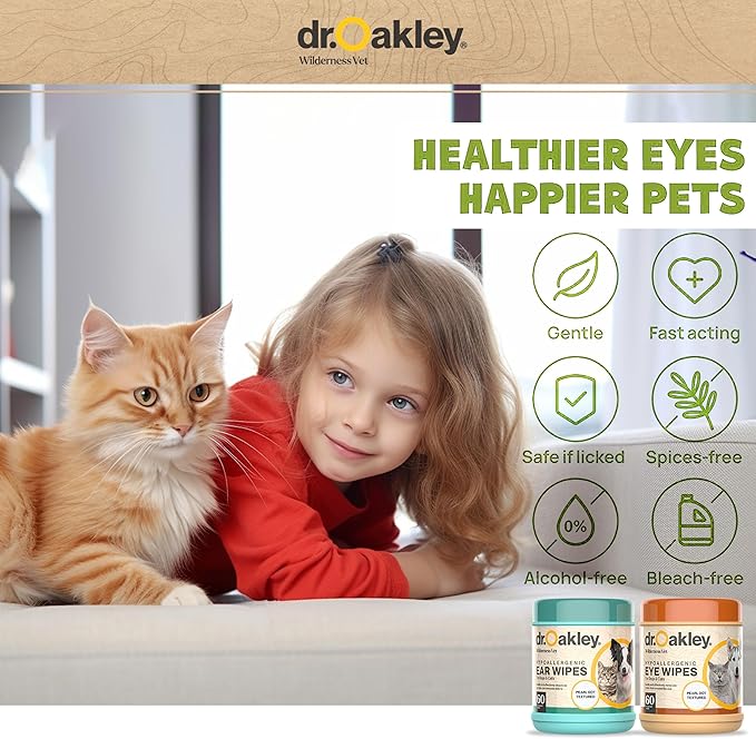 Dr. Oakley Wilderness Vet Pet Wipes Bundle  Hypoallergenic Ear Wipes & Gentle Pet Cleaning Wipes for Dogs & Cats  Soothing Formula, Removes Wax & Debris, Odor Control  120 Total Wipes