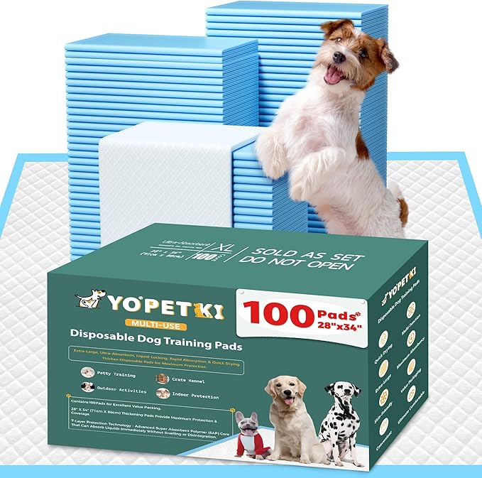 100 Count Extra Large Dog Pee Pads 28" x 34", Super Absorbent X-Large Puppy Pads Disposable Training Pads for Dogs, Quick Drying Leak-Proof Dog Potty Pads for Doggies Puppies