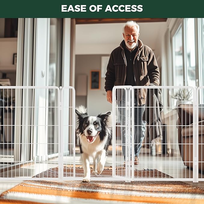 FXW Homeplus Dog Playpen for Indoor Use - Stress-Free and Safe Play, Heavy Duty 40 Inch 16 Panels Dog Pen for Medium and Large Dogs, White_atented