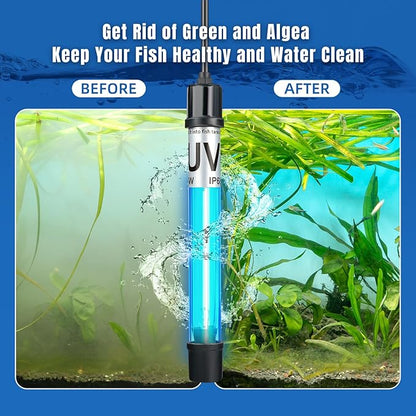11W Aquarium UV Light for 55-150 Gallon Fish Tank Aquarium Algae Clean Light Green Machine Algae Remover (FishTankLight-11W)