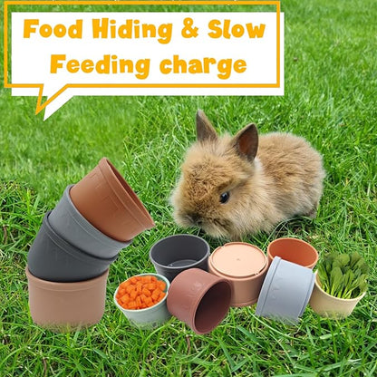 8 Pcs Stacking Cups for Small Animal Toys,Nesting Rabbit Toys of Different Sizes,Safe Plastic Colorful Nesting Toys for Bunny Guinea Pig Hiding Food and Playing