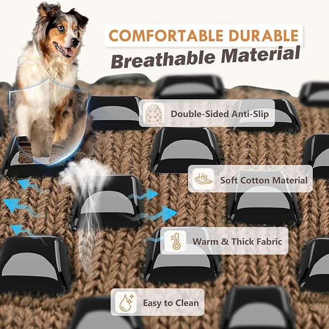 Non Slip Dog Socks to Prevent Licking Paws Grippy Socks for Senior Dog on Hardwood Floors Anti Slip Dog Socks for Hot Pavement Double Side Paw Protector Prevent Scratching Brown XS