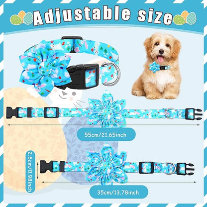 6 Pcs Valentine's Day Dog Collar with Flower Adjustable Valentine's Day Loving Heart Printed Collar for Dogs Holiday Safety Buckle Nylon Dog Collar for Female Male Small Medium Large Pet Dogs(Large)