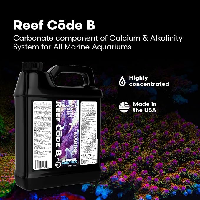 Brightwell Aquatics - Reef Code B - Balanced Calcium & Alkalinity System Water Conditioner - For All Saltwater Marine Fish & Reef Fish Tanks - Aquarium Water Treatments, 67.6 fl oz