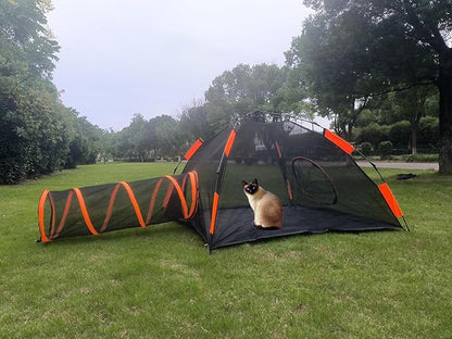 4 in 1 Pet Cat and Dog Tunnel Tent Foldable Pet Tent Outdoor Pop Up Pet Playpen Cage Fences House (Styles 4)