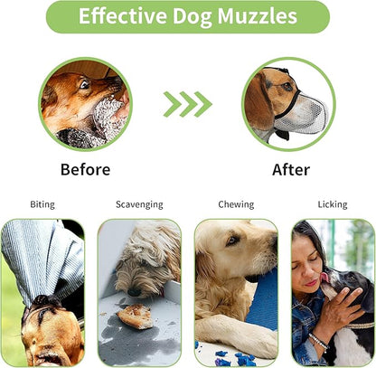 Dog Muzzle, Breathable Soft Muzzle for Extra Small Dogs to Anti & Prevent Barking Biting Chewing, Reflective & Adjustable Basket Muzzle with Air Mesh for Dachshund Grey XS