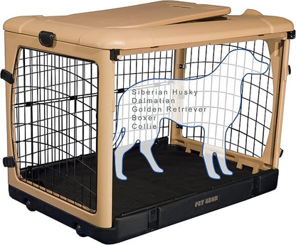 Pet Gear _he Other Door 4 Door Steel Crate for Dogs/Cats with Garage-Style Door, Includes Plush Bed + Travel Bag, No Tools Required, 3 Models, 3 Colors