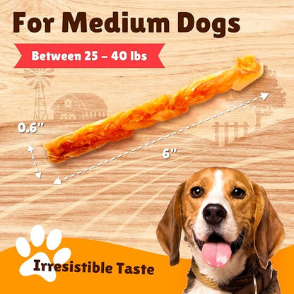 Gootoe Turkey Tendon Dog Treats  100% USA-Sourced, Natural Snack, Premium Training Chews, Hypoallergenic, Reseal Value Bags, Size for Medium & Small Dogs, Braid (Medium) 3.17 oz/Pack (90gm)