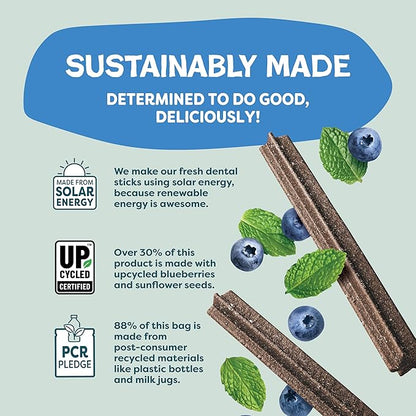 Shameless Pets Toothberry Dental Chews for Dogs – Natural Dog Dental Sticks for Fresh Breath, Teeth Cleaning & Removes Tartar, Grain-Free Dog Treats, No Corn or Soy