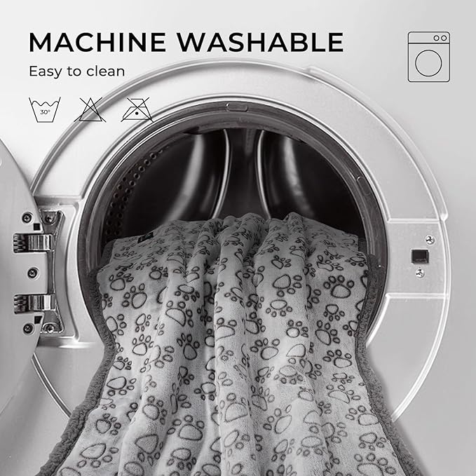 Luciphia Waterproof Pet Blankets for Couch Sofa Bed Cover Liquid Pee Proof Washable Soft Fluffy Large Dog Blanket Reversible Furniture Protection Paw Grey X-Largeï¼85" x 57"ï¼