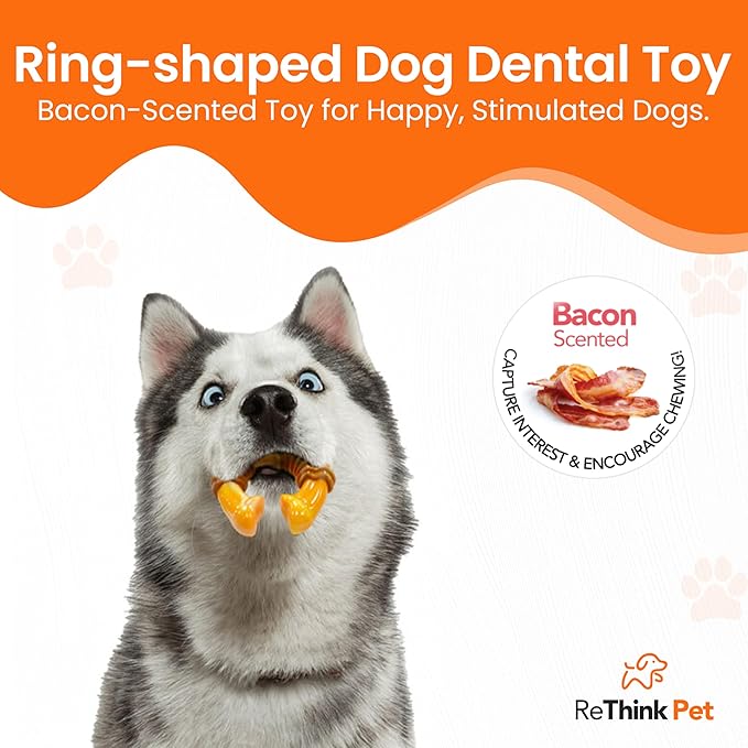 Dental Munch Ring Pet Toy, Bacon-Scented Nylon Dog Bones, Savor-Stimulating Flavored Dog Chew Toys, Long-Lasting and Durable Dog Toys for Boredom