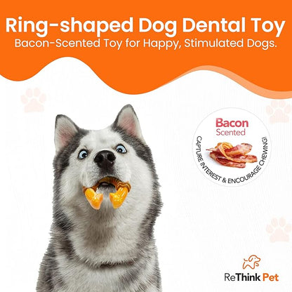 Dental Munch Ring Pet Toy, Bacon-Scented Nylon Dog Bones, Savor-Stimulating Flavored Dog Chew Toys, Long-Lasting and Durable Dog Toys for Boredom