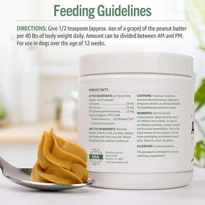 Dog Peanut Butter - Allergy Supplement for Dogs - Healthy Peanut Butter for Dogs Enriched with Dog Probiotics - Dog Allergy Relief & Immune Support Supplement - Allergy (8.46oz)