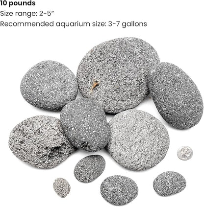 SubstrateSource Natural Stone for Aquarium, Terrarium, Paludarium, Reptile Enclosures - Set of Decorative Rocks for Landcapes, Aquascaping, Fish Tank Decor (Black Star Stone, 10 Pounds)