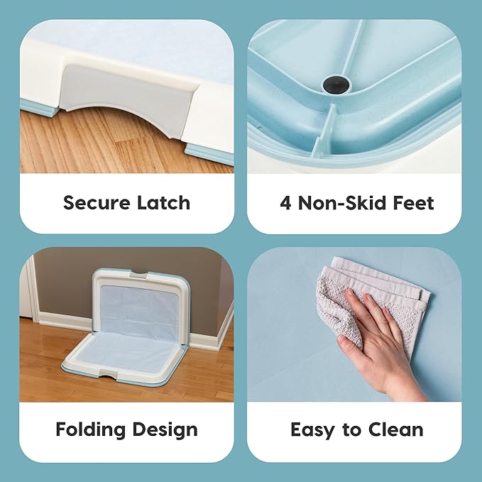 Bundle of IRIS USA Pee Pad Holder, XL Dog Pad Holder with Secured Latches, Non-Skid Feet, Leak Protection + IRIS USA 8-Panel 36" Metal Dog Playpen, Indoor/Outdoor, Foldable, Black