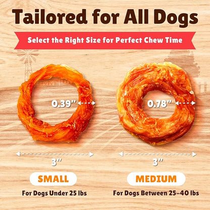 Gootoe Turkey Tendon Dog Treats, Ring (S) 6 Pieces per Pack, 100% USA Sourced Turkey, Natural Snack, Premium Puppy Chews, Hypoallergenic, Reseal Value Bags, Size for Small Dogs