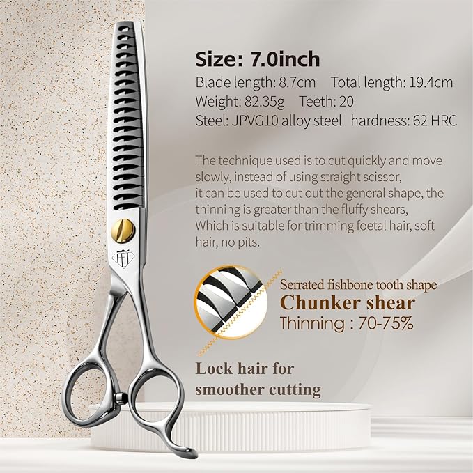 Dog Grooming Scissors: 7.0" Pet Shears Made Of Japanese VG10 Advanced Stainless Steel Professional Grooming Scissors for Dogs Cats and Other Pets