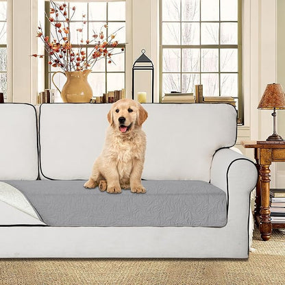 Easy-Going Waterproof Dog Bed Cover Reversible Leak Proof Pet Blanket Replacement Mat for Furniture Washable Couch Cover Sofa Cover for Dogs Cat(40x50 Inch, Light Gray/Ivory)