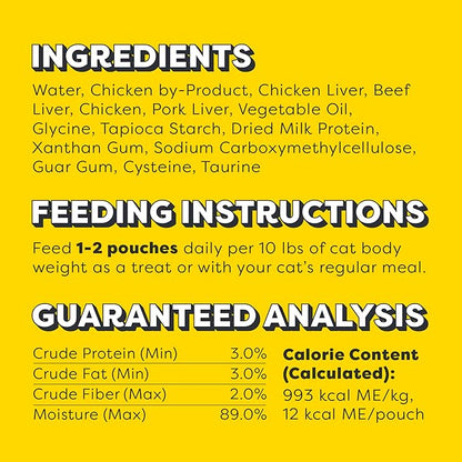 Temptations Creamy Puree Squeezable Lickable Wet Cat Treats with Beef Liver, 0.42 oz. Tubes, 16 Count