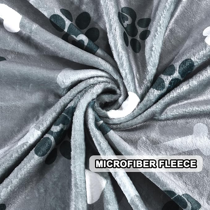 Dog Blanket,Super Soft Fluffy Premium Fleece Pet Puppy Blanket for Large Medium Dog Cat Mat Cover for Bed Couch,Cute Reversible Cow Print, Gray,(41 x 31 Inch)