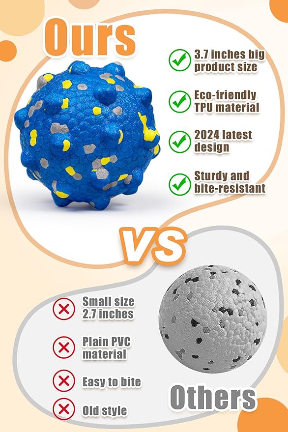 Dog Balls for Aggressive Chewers,Indestructible Tennis Balls for Dogs, Durable Bouncy Dog Toy Balls, Interactive Dog Toys for Fetch Game, Lightweight Floating Balls (Blue Small)