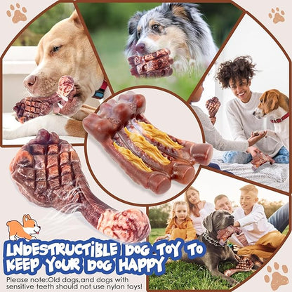 Dog Chew Toys for Aggressive Chewersï¼2 Pack Indestructible Dog Toy for Large Breed- Tough Nylon Teething Bone Toy to Keep Them Busy