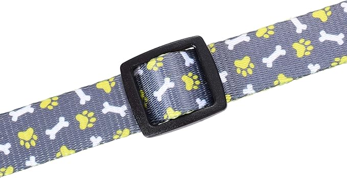 Mile High Life Dog Collar | Cute Puppy Collars | Lightweight Girl Dog Collar | Soft Boy Dog Collars | w Paws Bones Mustache Pattern (Gray, Medium)