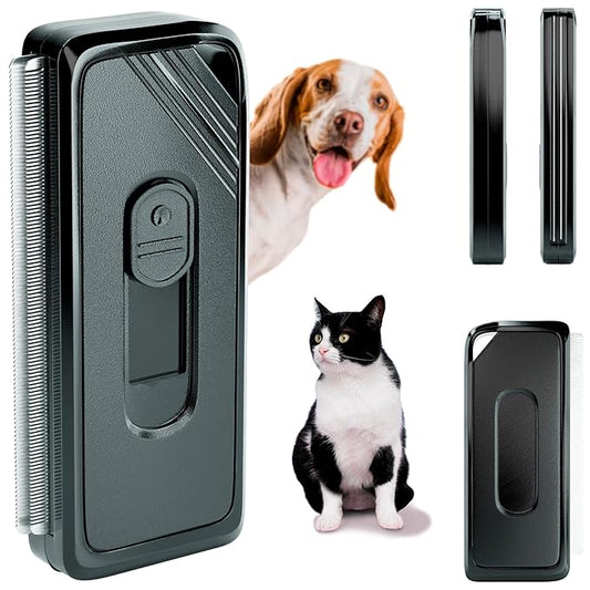 Black Self Cleaning Slicker Brush. Cat Brush with Release Button. Self Cleaning Dog Brush for Long Haired Dogs and Short Haired with Sturdy Case, Blades. Pet Grooming Brush for Dogs Shedding