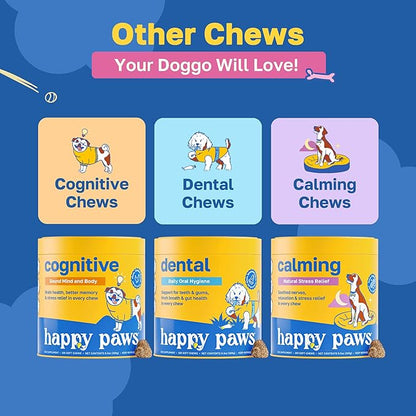 Happy Paws Skin & Coat Supplement for Dogs, Shedding & Hair Growth Support for All Breeds & Ages, Made with Coconut Oil & Vitamin B12, Vegan Chicken Flavor, Organic, Non GMO, 200 Soft Chews