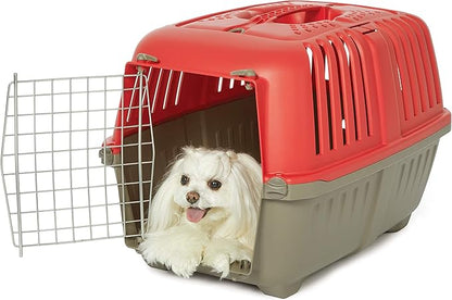 MidWest Homes for Pets Spree Travel Pet Carrier, Dog Carrier Features Easy Assembly and Not The Tedious Nut & Bolt Assembly of Competitors, Red, 24-Inch Small Dog Breeds (1424SPR) (Pack of 1)