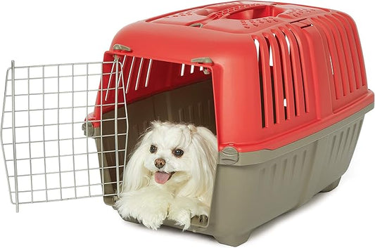 MidWest Homes for Pets Spree Travel Pet Carrier, Dog Carrier Features Easy Assembly and Not The Tedious Nut & Bolt Assembly of Competitors, Red, 24-Inch Small Dog Breeds (1424SPR) (Pack of 1)