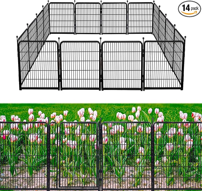 40in(H) Doorless Fence for Garden 14 Panelsï¼ 31.2 Ft(L) Barrier, Outdoor Garden Protection for Dogs Low Threshold,Indoor Fence Without Gate