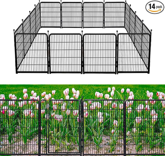 40in(H) Doorless Fence for Garden 14 Panelsï¼ 31.2 Ft(L) Barrier, Outdoor Garden Protection for Dogs Low Threshold,Indoor Fence Without Gate