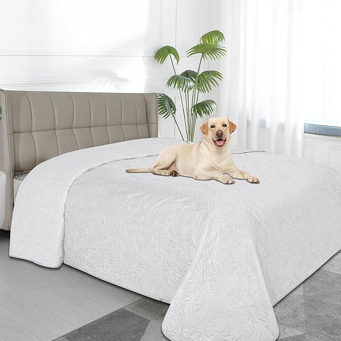 Easy-Going Waterproof Dog Bed Cover Reversible Leak Proof Pet Blanket Replacement Mat for Furniture Washable Couch Cover Sofa Cover for Dogs Cat(82x86 Inch, White/White)