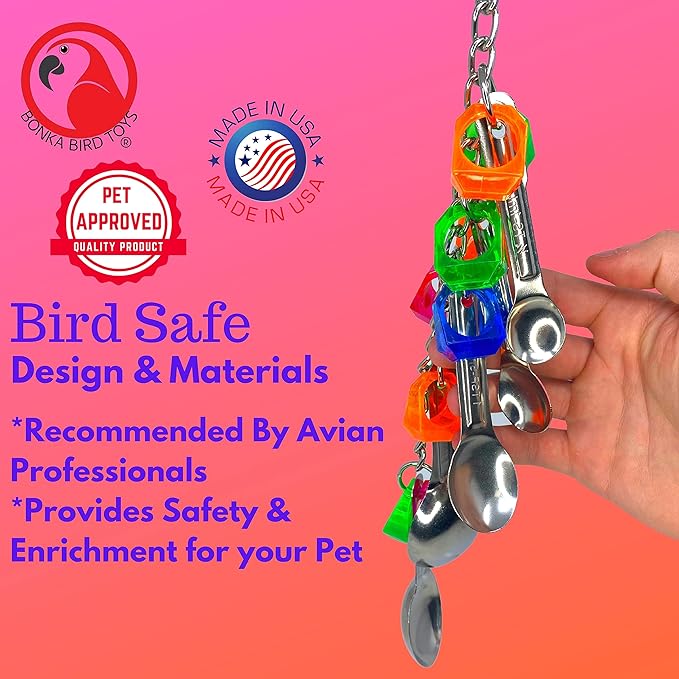 Bonka Bird Toys 1969 Spoon Delight Medium Large Parrot Bird Toy African Grey Parrot Amazon Conure and Similar Birds