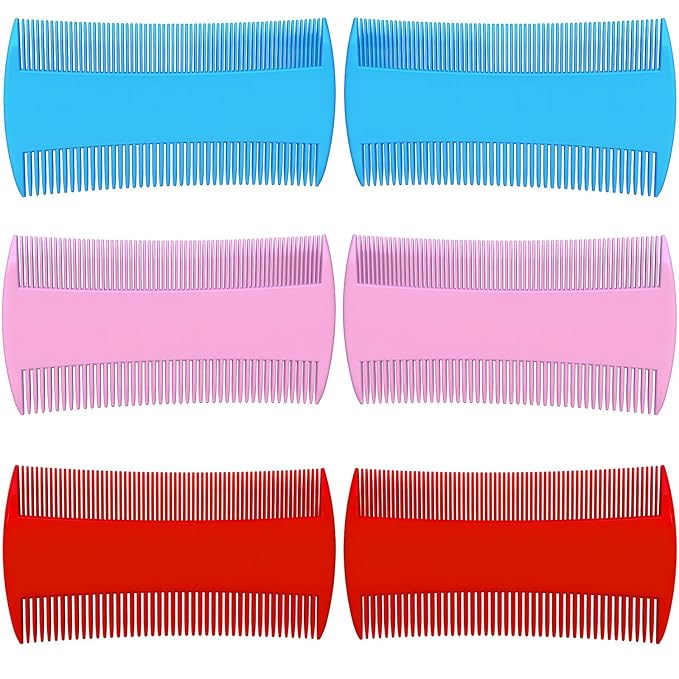 Double-Sided Pet Grooming Comb Set, 6-Pack Flea and Lice Combs with Rounded Teeth, Professional Dematting Tool for Pets