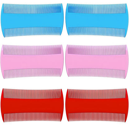 Double-Sided Pet Grooming Comb Set, 6-Pack Flea and Lice Combs with Rounded Teeth, Professional Dematting Tool for Pets