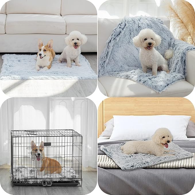 PJYuCien Fluffy Fleece Calming Pet Throw Blanket, Super Soft and Warm for Indoor Cats and Dogs, Large 30 * 40", Machine Washable, Grey Puppy Blanket