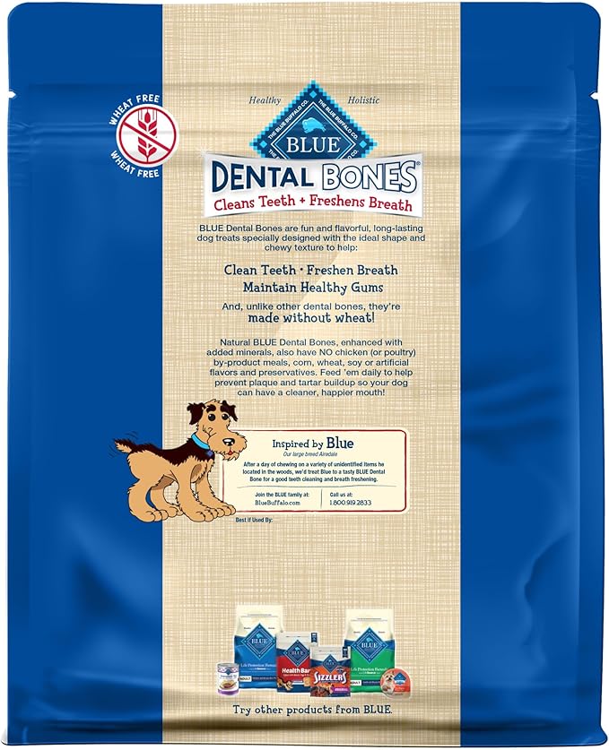 Blue Buffalo Dental Bones Regular Natural Dental Chew Dog Treats Bag Jumbo Pack, 36oz. Bag