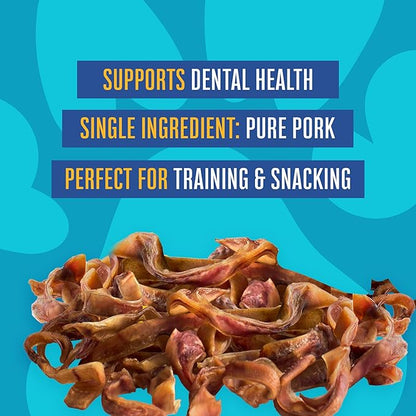 Super Can Pig Ears Slivers for Dogs 1LB - All Natural Dog Chews - Long Lasting Treats Small Medium Large Dogs - Rawhide Free & High Protein - Low Fat, Odor Free, Grain Free - Supports Dental Health