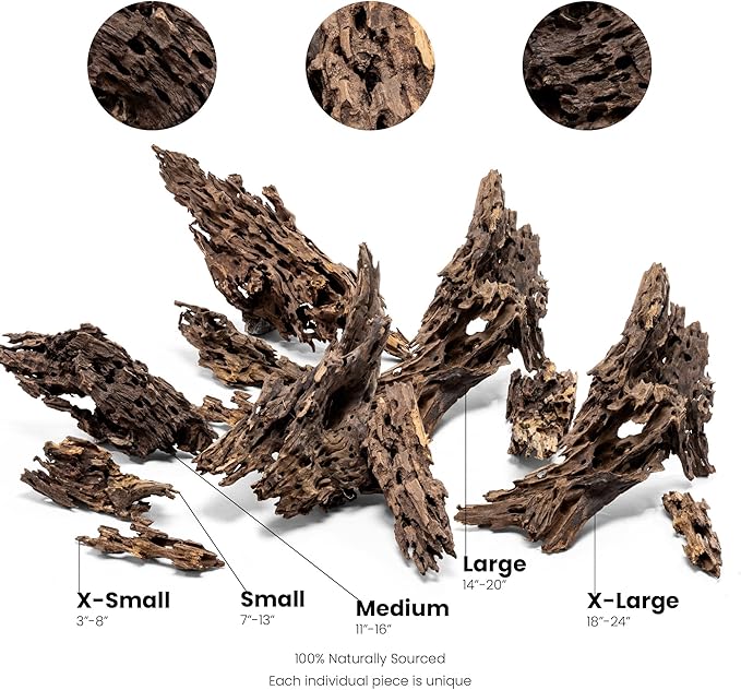 Ultum Nature Systems Driftwood - Dragon Drift Wood for Fish Tank, Planted Tank, Terriarium, Paludarium - Versatile Natural Driftwood Decor, Events Wood Centerpiece - Dragon Wood, M 11-16", 5 Pack