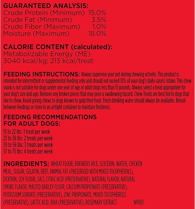 Milk-Bone Comfort Chews, Rawhide Free Dog Treats with Unique Chewy Texture and Real Beef, 16 Chews, Easy on Digestive System