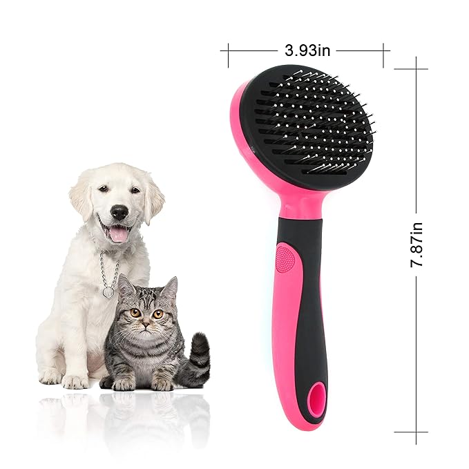 Uhomy Pets Self - Cleaning Slicker Brush Dog Comb Professional Pet Grooming Brush for Small, Medium & Large Dogs and Cats Regular Brushing For Sensitive Skin Remove Loose Fur Mats and Tangles, Brush B