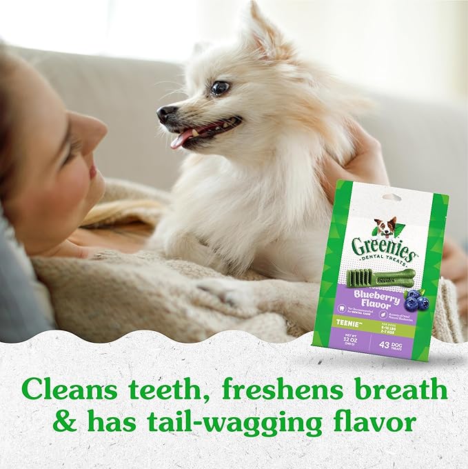 Greenies Teenie Dental Dog Treats, Blueberry Flavor, 12 oz. Pack (43 Treats)