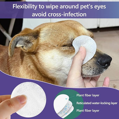 Dog Eye Wipes, 130 Count Universal Cat and Dog Tear Stain Remover Wipes, Hypoallergenic Natural Grooming Wipes for Pets Eyes Ears Nose