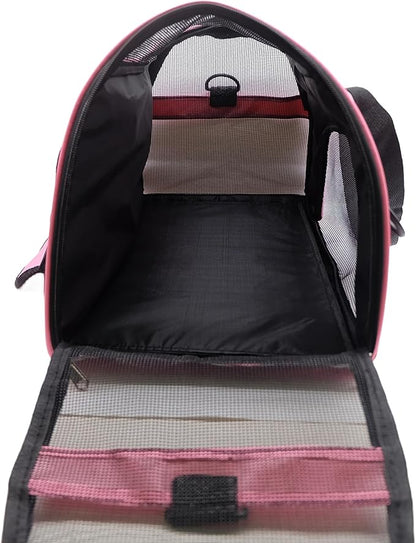 Cat Carrier,Soft-Sided Pet Travel Carrier for Cats,Dogs Puppy Comfort Portable Foldable Pet Bag Airline Approved (Medium-LightPink)