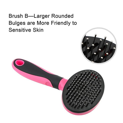 Uhomy Pets Self - Cleaning Slicker Brush Dog Comb Professional Pet Grooming Brush for Small, Medium & Large Dogs and Cats Regular Brushing For Sensitive Skin Remove Loose Fur Mats and Tangles, Brush B