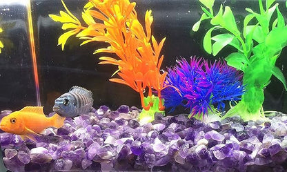 WAYBER 1 Lb/460g Natural Purple Amethyst Quartz Crystal Stones Irregular Decorative Pebble Rock Sand for Aquarium/Fish Turtle Tank/Vase Fillers/Air Plants/Succulent Plants Decor (Fill 1 Cup)